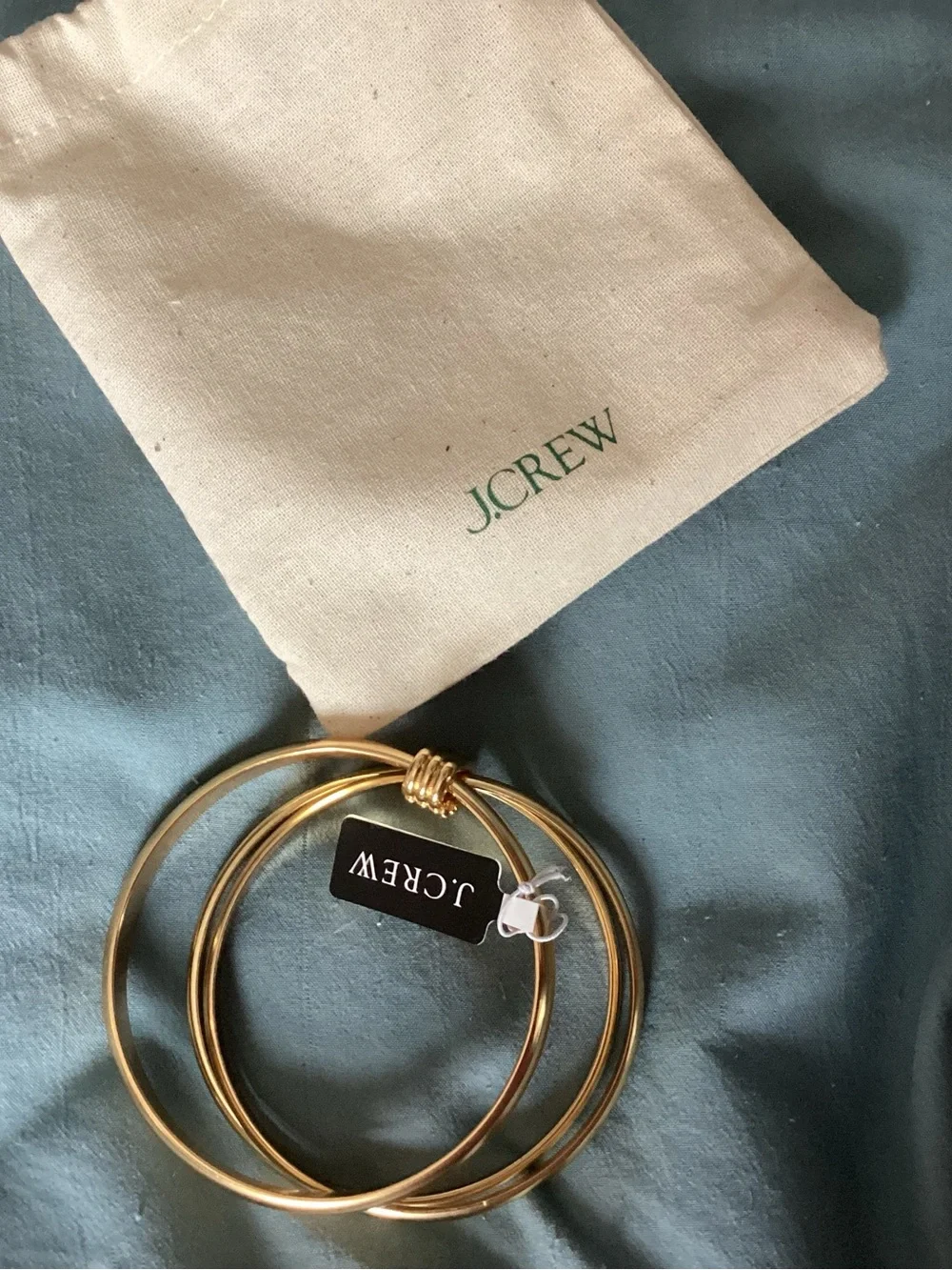J. CREW LAYERED METALLIC BRACELET SET GOLD TONE NWT